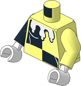Minifig Torso with Arms and Hands with Female Harlequin Black/White Pattern
