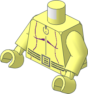 Minifig Torso with Arms and Hands with Catsuit, Ring Zipper Pull and Belt Pattern