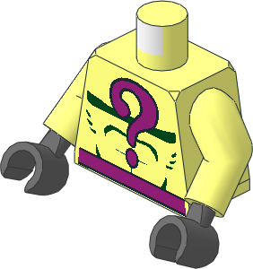 Minifig Torso with Arms and Hands with Magenta Questionmark Pattern