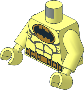 Minifig Torso with Arms and Hands with Grey and Gold Batman Pattern