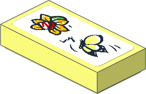 Tile  1 x  2 with Flower and Butterfly Sketch Sticker
