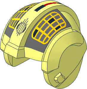 Minifig Helmet SW Rebel Pilot with Yellow Grid on BluishGrey Pattern