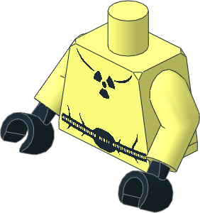 Minifig Torso with Arms and Hands with Safety Suit with Belt and Radioactivity Warning Pattern