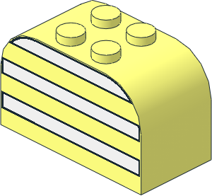 Brick  2 x  4 x  2 with Curved Top with White Stripes Pattern