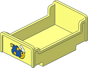 Duplo Bed  3 x  5 x  1.667 with Blue Cloud, Yellow Stars, Crescent Moon with Face and Sleeping Cap Pattern