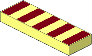 Tile  1 x  3 with  5 Dark Red Stripes Pattern