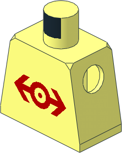 Minifig Torso with Large Red Train Logo Pattern