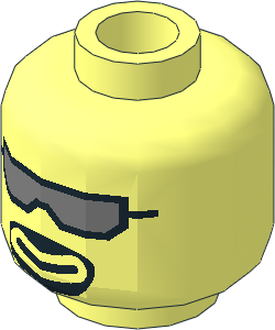 Minifig Head with Black Beard and Silver Sunglasses Pattern