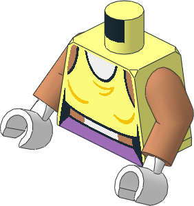 Minifig Torso with Arms and Hands with Tank Top, Belt and Bunny Tail Pattern