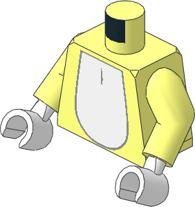 Minifig Torso with Arms and Hands with White Rabbit Chest and Tail Pattern