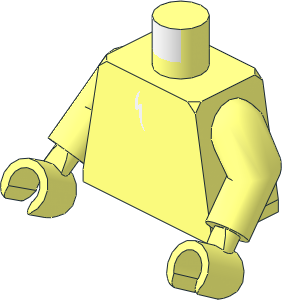 Minifig Torso with Arms and Hands with White Feather Chest Pattern