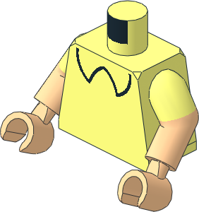 Minifig Torso with Dual Mould Arms and Hands with Black Shirt Collar Pattern