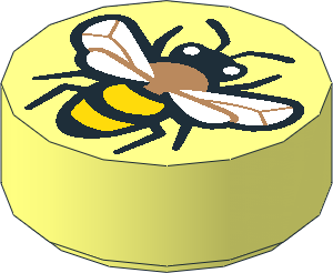 Tile  1 x  1 Round with Yellow and Medium Tan Bee Pattern