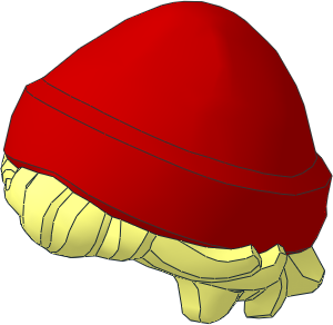 Minifig Hair Short Tousled with Red Beanie Pattern