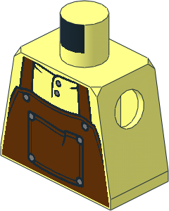 Minifig Torso with Reddish Brown Apron with Chest Pocket Pattern