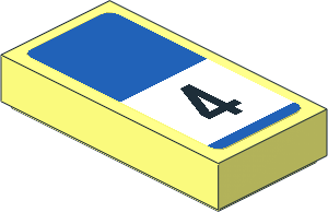 Tile  1 x  2 with Black 4 on White Stripe on Blue Background Sticker