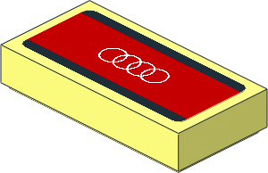 Tile  1 x  2 with White Audi Logo on Red Stripe on Black Background Sticker