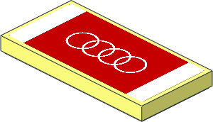 Tile  2 x  4 with White Audi Logo on Red Stripe on White Background Sticker