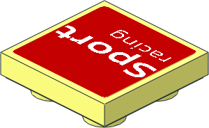 Tile  2 x  2 Inverted with White "Sport racing" Text on Red Background Sticker