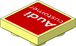 Tile  2 x  2 Inverted with White "Audi customer" Text on Red Background Sticker