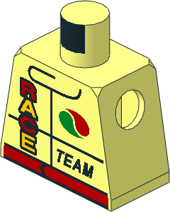 Minifig Torso with Racing Jacket with Octan Logo, Red Belt, "RACE", and "TEAM" Pattern