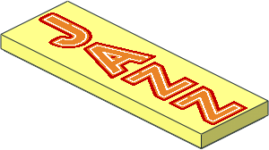 Tile  2 x  6 with Orange "JAZZ" with Red and White Outlines Pattern