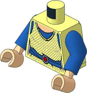 Minifig Torso with Arms and Hands with SW Female Shirt, Blue Belt and Red Buckle Pattern