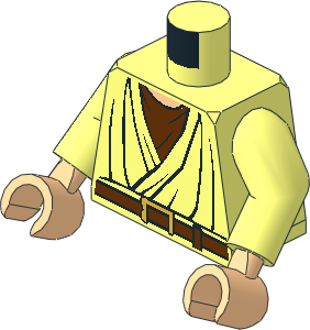 Minifig Torso with Arms and Hands with SW Layered Shirt, Reddish Brown Belt and Metallic Gold Buckle Pattern