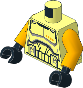 Minifig Torso with Arms and Hands with SW Clone Trooper Commander Armour, 4 Bright Light Orange Dots Pattern