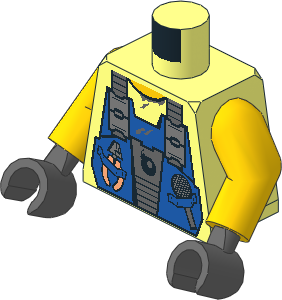 Minifig Torso with Arms and Hands with Blue Vest, Tools, Shirt and Bomb Pattern