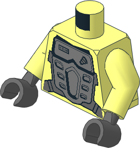 Minifig Torso with Arms and Hands with Silver Armour Front and Back and Drill Pattern