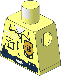 Minifig Torso with Security Guard, Gold Badge, Dark Blue Belt and Radio Pattern