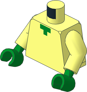 Minifig Torso with Arms and Hands with T-Shaped Green Neck Pattern