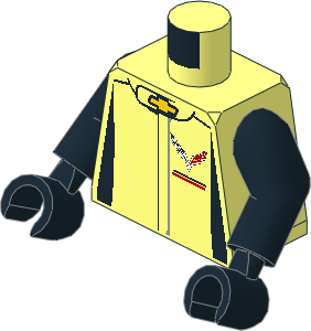 Minifig Torso with Arms and Hands with Race Suit with Chevrolet Corvette Z06-C7 Logos and Black Stripes Pattern