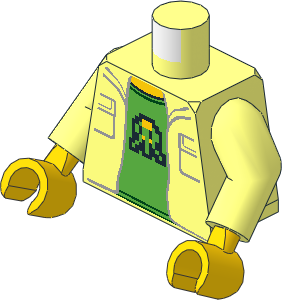 Minifig Torso with Arms and Hands with Pockets, Bright Green Shirt and 8-Bit Alien Pattern