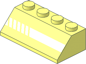 Slope Brick 45  2 x  4 with White Horizontal Line Sliced Right Sticker