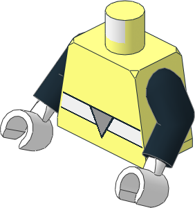 Minifig Torso with Arms and Hands with White Belt with Light Bluish Grey Triangle Buckle Pattern