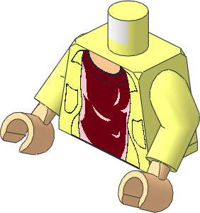 Minifig Torso with Arms and Hands with HP Jacket and Dark Red Sweater Pattern