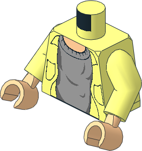 Minifig Torso with Arms and Hands with HP Jacket and Grey Sweater and Light Nougat Neck Pattern
