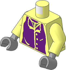Minifig Torso with Arms and Hands with Purple Greatcoat without Border Pattern
