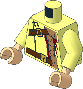 Minifig Torso with Arms and Light Nougat Hands with Fur Stole, Shoulder Strap and Belt with Gold Buckles Pattern
