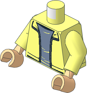 Minifig Torso with Arms and Light Nougat Hands with Jacket, Silver Zipper and Sand Blue Shirt Pattern