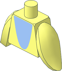 Minifig Torso with Flipper Arms with Bright Light Blue Parabola Shaped Belly Pattern