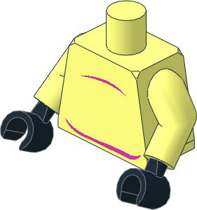 Minifig Torso with Arms and Hands with Dark Pink Stomach Lines and Tail on Back Pattern