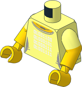 Minifig Torso with Dual Mould Arms and Hands with Female Outline Silver Necklace and White Binary Code for LEGO Pattern