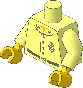 Minifig Torso with Arms and Hands with Police Jacket, Silver Badge, 4 Buttons and Belt Pattern