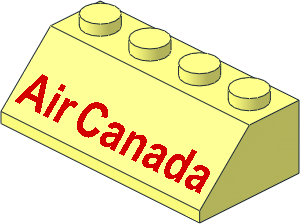 Slope Brick 45  2 x  4 with Red "Air Canada" Pattern