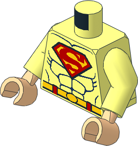 Minifig Torso with Arms and Hands with Superman Logo and Dark Blue Muscles Pattern