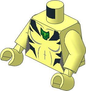 Minifig Torso with Arms and Hands with White Tiger Pattern