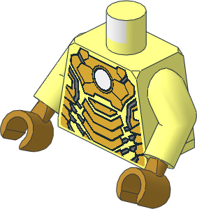 Minifig Torso with Arms and Pearl Gold Hands with Iron Man Armoured Suit Mark XLII Pattern
